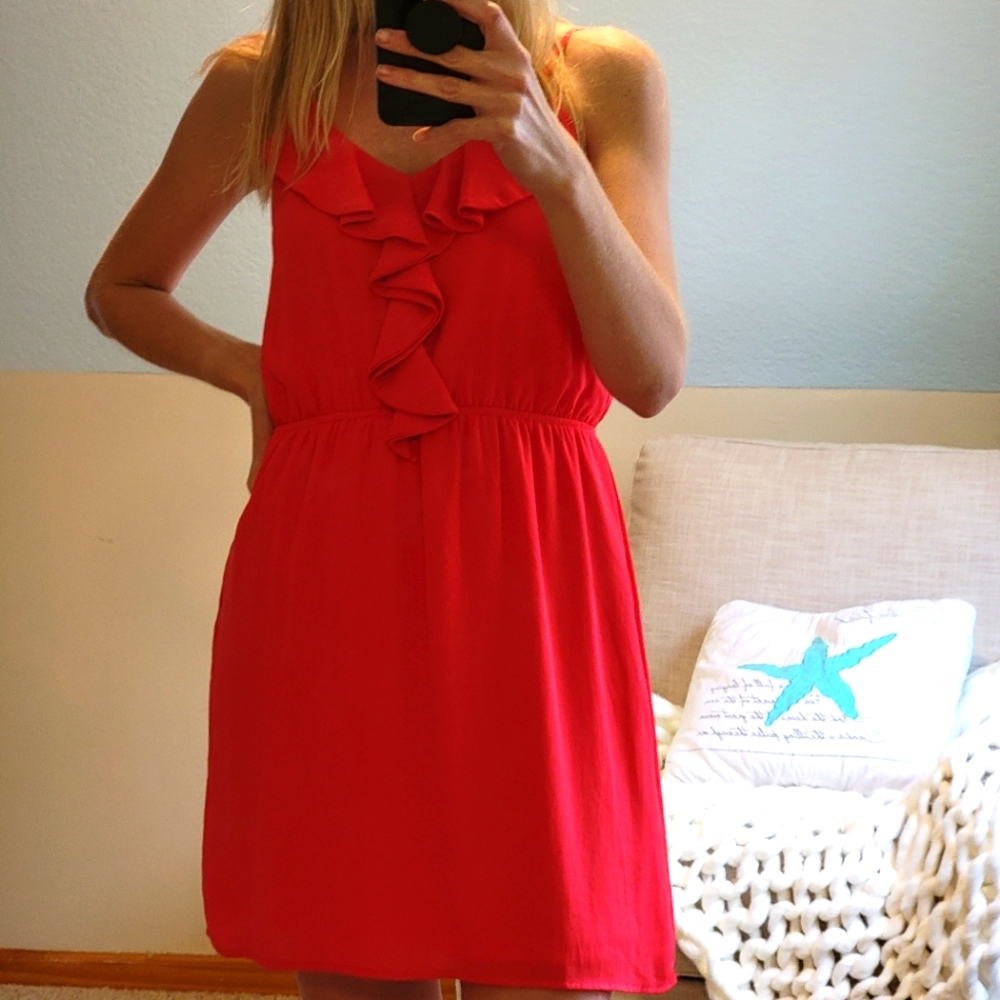 Flirty Red Ruffle Dress- Medium